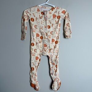 Posh Peanut Orange and Cream Patterned Footie Sleeper Size 3-6 Months